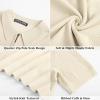 imagePJ PAUL JONES Mens Polo Shirts Short Sleeve Quarter Zip Shirt Casual Ribbed Knit Polo ShirtsApricot