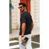 imagePJ PAUL JONES Mens Polo Shirts Short Sleeve Quarter Zip Shirt Casual Ribbed Knit Polo ShirtsBlack