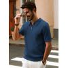 imagePJ PAUL JONES Mens Polo Shirts Short Sleeve Quarter Zip Shirt Casual Ribbed Knit Polo ShirtsNavy Blue