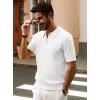 imagePJ PAUL JONES Mens Polo Shirts Short Sleeve Quarter Zip Shirt Casual Ribbed Knit Polo ShirtsWhite