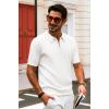 imagePJ PAUL JONES Mens Polo Shirts Short Sleeve Quarter Zip Shirt Casual Ribbed Knit Polo ShirtsWhite
