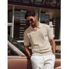 imagePJ PAUL JONES Mens Polo Shirts VNeck Knit Polo Textured Summer ShirtsApricot