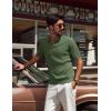imagePJ PAUL JONES Mens Polo Shirts VNeck Knit Polo Textured Summer ShirtsArmy Green