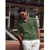 imagePJ PAUL JONES Mens Polo Shirts VNeck Knit Polo Textured Summer ShirtsArmy Green