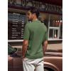 imagePJ PAUL JONES Mens Polo Shirts VNeck Knit Polo Textured Summer ShirtsArmy Green