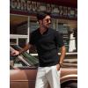 imagePJ PAUL JONES Mens Polo Shirts VNeck Knit Polo Textured Summer ShirtsBlack