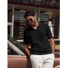 imagePJ PAUL JONES Mens Polo Shirts VNeck Knit Polo Textured Summer ShirtsBlack