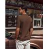 imagePJ PAUL JONES Mens Polo Shirts VNeck Knit Polo Textured Summer ShirtsCoffee