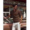imagePJ PAUL JONES Mens Polo Shirts VNeck Knit Polo Textured Summer ShirtsCoffee