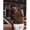 imagePJ PAUL JONES Mens Polo Shirts VNeck Knit Polo Textured Summer ShirtsCoffee