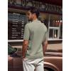 imagePJ PAUL JONES Mens Polo Shirts VNeck Knit Polo Textured Summer ShirtsKhaki