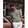 imagePJ PAUL JONES Mens Polo Shirts VNeck Knit Polo Textured Summer ShirtsKhaki