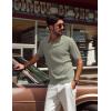 imagePJ PAUL JONES Mens Polo Shirts VNeck Knit Polo Textured Summer ShirtsKhaki