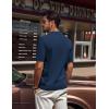 imagePJ PAUL JONES Mens Polo Shirts VNeck Knit Polo Textured Summer ShirtsNavy Blue