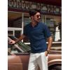 imagePJ PAUL JONES Mens Polo Shirts VNeck Knit Polo Textured Summer ShirtsNavy Blue