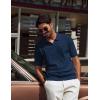 imagePJ PAUL JONES Mens Polo Shirts VNeck Knit Polo Textured Summer ShirtsNavy Blue