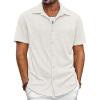 imagePJ PAUL JONES Mens Button Down Shirts Casual Short Sleeve Shirts Summer Knit Textured ShirtApricot