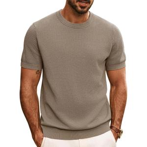 imagePJ PAUL JONES Mens Casual TShirts Classic Short Sleeve Knit Tees Crewneck Solid Tee ShirtsCamel
