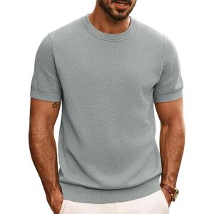imagePJ PAUL JONES Mens Casual TShirts Classic Short Sleeve Knit Tees Crewneck Solid Tee ShirtsLight Grey