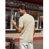 imagePJ PAUL JONES Knit Polo Shirts for Men Casual Short Sleeve Waffle Texture Polo Golf ShirtApricot