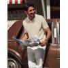 imagePJ PAUL JONES Knit Polo Shirts for Men Casual Short Sleeve Waffle Texture Polo Golf ShirtApricot