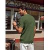imagePJ PAUL JONES Knit Polo Shirts for Men Casual Short Sleeve Waffle Texture Polo Golf ShirtArmy Green