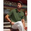 imagePJ PAUL JONES Knit Polo Shirts for Men Casual Short Sleeve Waffle Texture Polo Golf ShirtArmy Green