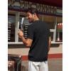 imagePJ PAUL JONES Knit Polo Shirts for Men Casual Short Sleeve Waffle Texture Polo Golf ShirtBlack