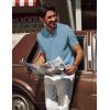 imagePJ PAUL JONES Knit Polo Shirts for Men Casual Short Sleeve Waffle Texture Polo Golf ShirtBlue