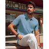 imagePJ PAUL JONES Knit Polo Shirts for Men Casual Short Sleeve Waffle Texture Polo Golf ShirtBlue