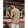 imagePJ PAUL JONES Knit Polo Shirts for Men Casual Short Sleeve Waffle Texture Polo Golf ShirtCamel