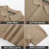 imagePJ PAUL JONES Knit Polo Shirts for Men Casual Short Sleeve Waffle Texture Polo Golf ShirtCamel