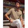 imagePJ PAUL JONES Knit Polo Shirts for Men Casual Short Sleeve Waffle Texture Polo Golf ShirtCamel