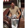 imagePJ PAUL JONES Knit Polo Shirts for Men Casual Short Sleeve Waffle Texture Polo Golf ShirtCamel