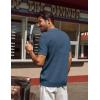 imagePJ PAUL JONES Knit Polo Shirts for Men Casual Short Sleeve Waffle Texture Polo Golf ShirtDark Blue