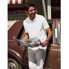 imagePJ PAUL JONES Knit Polo Shirts for Men Casual Short Sleeve Waffle Texture Polo Golf ShirtIvory