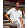 imagePJ PAUL JONES Knit Polo Shirts for Men Casual Short Sleeve Waffle Texture Polo Golf ShirtIvory
