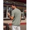 imagePJ PAUL JONES Knit Polo Shirts for Men Casual Short Sleeve Waffle Texture Polo Golf ShirtKhaki Green