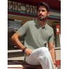 imagePJ PAUL JONES Knit Polo Shirts for Men Casual Short Sleeve Waffle Texture Polo Golf ShirtKhaki Green