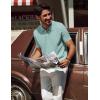 imagePJ PAUL JONES Knit Polo Shirts for Men Casual Short Sleeve Waffle Texture Polo Golf ShirtLight Green