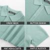imagePJ PAUL JONES Knit Polo Shirts for Men Casual Short Sleeve Waffle Texture Polo Golf ShirtLight Green