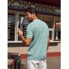 imagePJ PAUL JONES Knit Polo Shirts for Men Casual Short Sleeve Waffle Texture Polo Golf ShirtLight Green