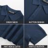 imagePJ PAUL JONES Knit Polo Shirts for Men Casual Short Sleeve Waffle Texture Polo Golf ShirtNavy Blue