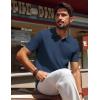imagePJ PAUL JONES Knit Polo Shirts for Men Casual Short Sleeve Waffle Texture Polo Golf ShirtNavy Blue