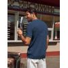 imagePJ PAUL JONES Knit Polo Shirts for Men Casual Short Sleeve Waffle Texture Polo Golf ShirtNavy Blue