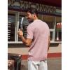 imagePJ PAUL JONES Knit Polo Shirts for Men Casual Short Sleeve Waffle Texture Polo Golf ShirtPink