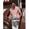 imagePJ PAUL JONES Knit Polo Shirts for Men Casual Short Sleeve Waffle Texture Polo Golf ShirtPink