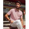 imagePJ PAUL JONES Knit Polo Shirts for Men Casual Short Sleeve Waffle Texture Polo Golf ShirtPink