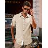 imagePJ PAUL JONES Mens Button Down Short Sleeve Shirts Casual WrinkleFree Dress Shirts Summer BeachBeige