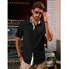 imagePJ PAUL JONES Mens Button Down Short Sleeve Shirts Casual WrinkleFree Dress Shirts Summer BeachBlack